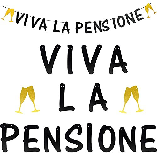 Striscioni Pensione Festone Pensione Decorazioni Addobbi Pensione Bandierine Banner Bandera Gadget Viva La Pensione