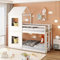 ModernLuxe Children's Bed Frame 3FT, Bunk Bed for Kids with Treehouse Canopy & Ladder, Pine Wood, 206x97.8x209 cm, White
