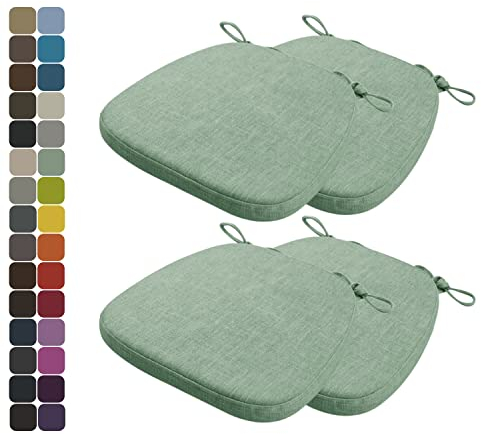 Kimgull 4er Set Stuhlkissen mit Bändern Bequeme Waschbare Rutschfestes Sitzkissen Ideal für zu Hause und Gartendekoration, viele Farben und Größen zur Auswahl (40x38x5CM GrüN)
