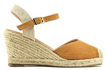 MODELISA - Sandalia Alpargata Cuña Cerrada Hebilla Pulsera Tobillo Mujer