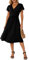 GRECERELLE Robe d'été pour femmes, robe portefeuille décontractée à manches courtes à volants, col en V, motif floral, pour la plage, 01 Noir, XL