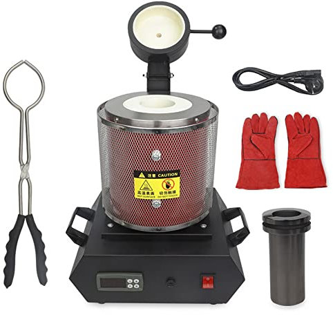 SHENGSHIYU Forno di Fusione Dell'alluminio, Macchina del Forno di Fusione Dell'oro, Gioielli in Rame Oro E Argento, Rosso, con Rete di Assicelle, Crogiolo di Grafite 220v 2 kg