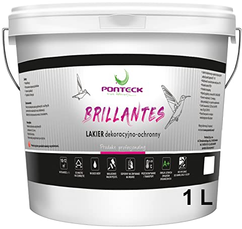 PONTECK | Klarlack für Wand | Glanz | Dekor Und Schutzlack, Zur Wandreinigung | Dekorativ | Mit Glitter mischbar | Wandfarbe | Geruchsneutral | Vergilbungsfrei (1 Liter, Farblos Glanz)