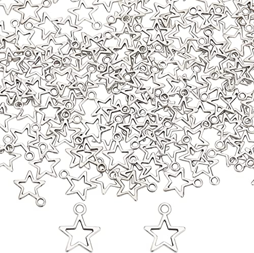 SUNNYCLUE 1 Box 150 Stück 12x14.5mm Legierungs Stern Charms Silber Pentagramm Charm Tibetische Mini Sterne Charms Für Die Schmuckherstellung Anhänger Zubehör DIY Basteln Halsketten Armbänder Ohrringe