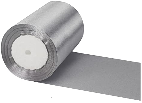 POPOYU Nastro Raso Grigio Argento, 23m x 10cm Nastro di Raso Largo, Fiocchi Matrimonio Nastri Decorativi Tessuto per Confezioni Regalo Festa di Natale Matrimonio Fiocco di Raso Nastro