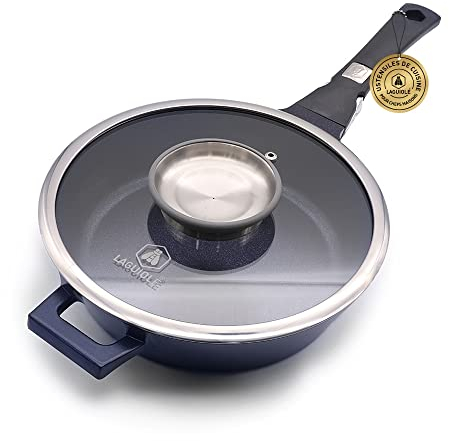 Laguiole - Sauteuse 28 cm amovible noir anti-adhésif Bleu Diamond induction