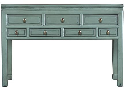 Fine Asianliving Antiker Chinesischer Konsolentisch Minzgrün B130xT45xH89cm