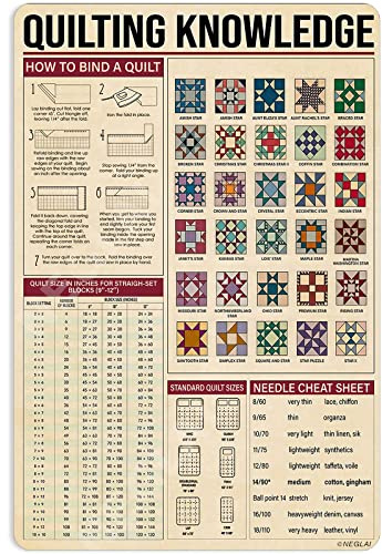 NEGLAI Quilting Knowledge Metallschilder Poster, Vintage-Dekoration, Wandkunst, Dekoration, 40,6 x 30,5 cm