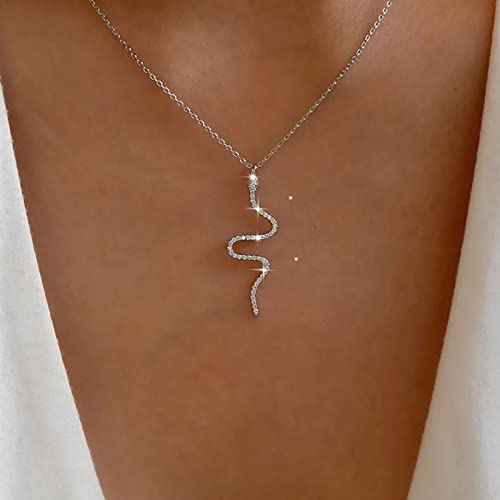Atentuyi Punk Schlange Halskette Silber Kleine Schlange Anhänger Halskette Cz Anhänger Halskette Tier Kristall Schlange Choker Zierliche Dünne Kette Halskette Einfache Schmuck Für Frauen Und Mädchen