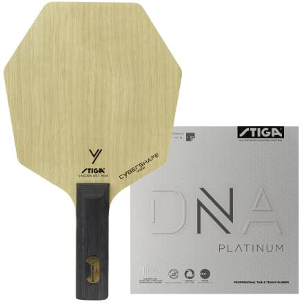 STIGA Raqueta de Tenis de Mesa Cybershape Control System, Madera Cybershape Wood Classic con Goma DNA Platinum S 2.1 - Pre-encolada