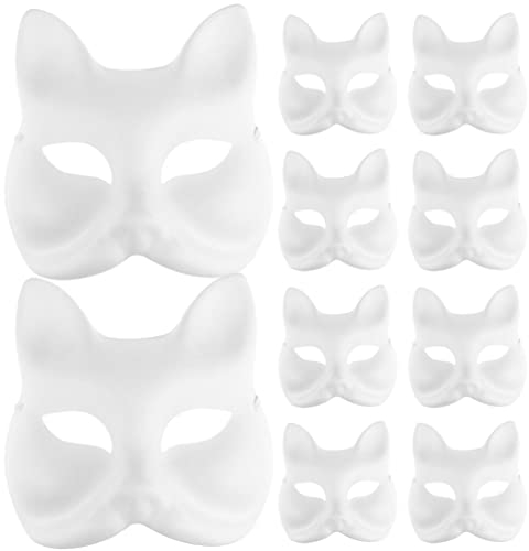 Toyvian 10 Stücke Weiße Japan Fuchs Maske DIY Papiermasken zum Bemalen Basteln Halbmaske Erwachsene Fuchsmaske Gesichtsmaske Fasching Karneval Kabuki Kitsune Cosplay Kostüm