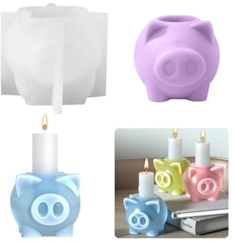 Koonafy Kerzenform Aus Silikon 3D Schweinchen Silikonform Schwein Ornament Silikonformen Kerzen DIY Piggy Kunsthandwerk für Die Herstellung Von Kerzen Tischdekoration (3D Schweinchen Kerzenform)