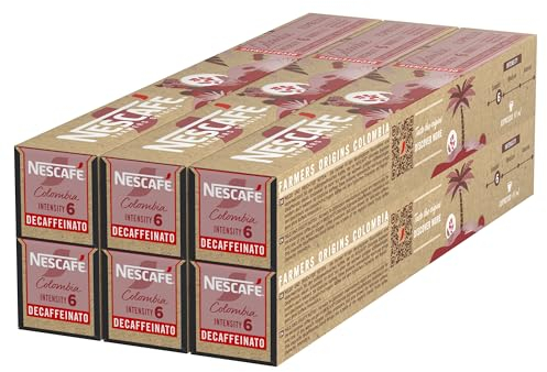 NESCAFÉ Farmers Origins Colombia Espresso Decaféiné 6 x 10 Capsules de café - Approuvé pour les machines NESPRESSO