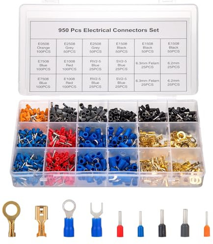 woshilaoDS 950pcs Wire Ferrules Kit, Include Wire Terminal Ferrules, Crimp Terminal Connectors & Wire Connectors, Wire End Ferrule Connectors, 22 20 18 16 14 AWG