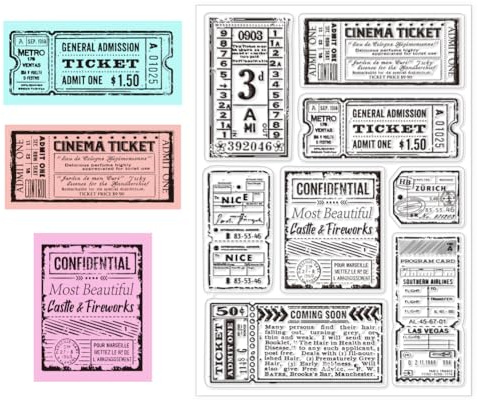 CHGCRAFT Ticket-Muster Transparente Stempel Silikon-Stempel Ticket-Hintergrund Transparente Stempel Für Kartenherstellung DIY Scrapbooking Fotoalbum Dekoration 4.3x6.3 Zoll