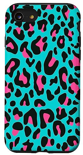 iPhone SE (2020) / 7 / 8 Ruby Pink Black Blue Leopard Print Cheetah Animal Pattern Case