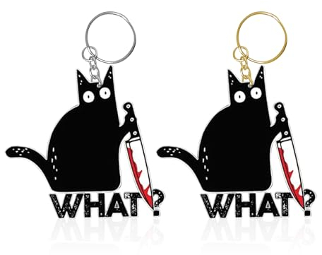 NyxSeat 2 Stück Schwarze Katzen-Schlüsselanhänger, Lustige Cartoon-Tier-Schlüsselanhänger, Kreative Acryl-Anhänger, Geeignet Für Taschen, Schlüssel Und Handy-Zubehör (Gold, Silber)