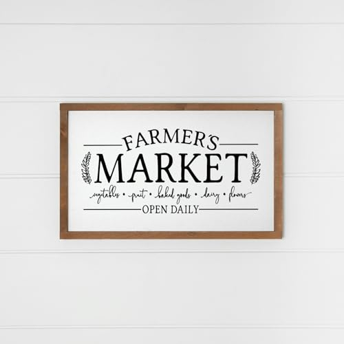 Landhaus Deko Schild - Farmers Market No6 - Frühling, Sommer, Frühlingsdeko, Sommerdeko, Marktstand, american Farmhouse, Holzschild (50x30 cm)