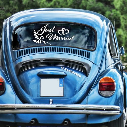 Just Married Auto Adesivi, decorazioni auto matrimonio Just Married Auto Adesivi Vetro adesivi matrimonio Just Married Auto Adesivi Vetro per il matrimonio in luna di miele (B)