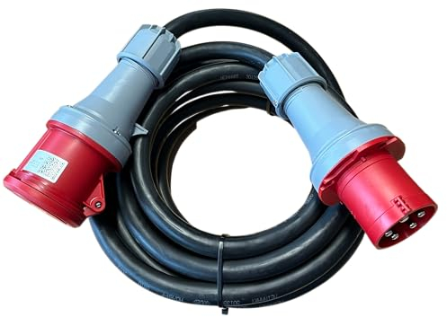 Aktobis 63A CEE-Verbindungskabel H07RN-F 5G10 mit 10 m Länge und inkl. Kupplung und Stecker, IP67