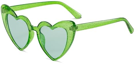 YOJUED Herz Sonnenbrille Vintage Katzenaugen Brille Love Heart Shape Sunglasses Herzbrille UV400 Schutz (GRÜN)
