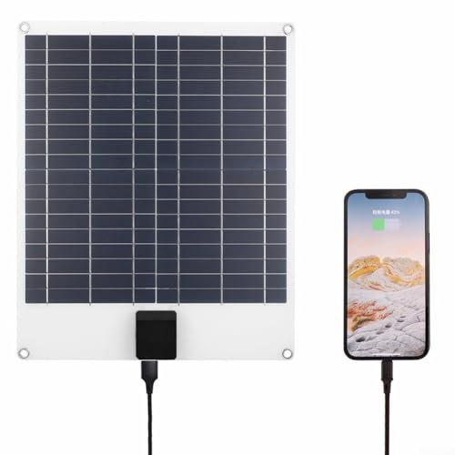 20W 18V Portable Solar Panels, USB Solar Panel Power Bank Outdoor Solar Battery Charger for Generator Laptops Tablets Battery Packs Phones (black)