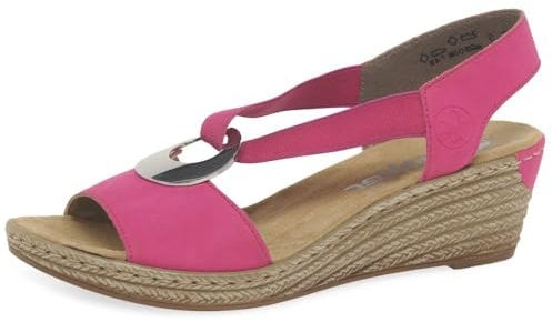 Rieker Alula Womens Wedge Heel Sandals 8 UK Fuchsia