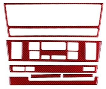 Innenleisten Auto-Klimaanlage, AC, CD-Panel, Sitzheizung, Innenverkleidung, Dekor, Carbon-Look, Aufkleber Für 5er-Serie M5 E39 1998–2003(Farbe:Rot,Größe:LHD)