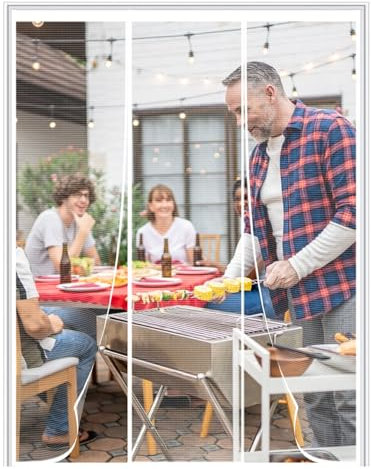 LXHFSH Magnetic Fly Screen Door 120x200cm Magnetic Door Curtain for Double Doors, Anti Mosquito Fly Curtain Door Screens Nets, Shut Automatically Side Opening Fly Screens, Patio Mosquito Screens