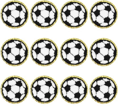 12Pcs Soccer Ball Iron on Patch, Iron on Patches for Hats, Ball Embroidery Patches, Patches for Backpacks Boys for DIY Crafts Jackets Clothes Dress Hat Pants Caps