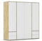 Rauch Möbel Nabila, Drehtürenschrank, Kleiderschrank, Kleiderschränke, Garderobe, 4-türig, 4 Schubladen, push-to-open, Farbe Weiß/Eiche Artisan, Holz, 187x194x53cm