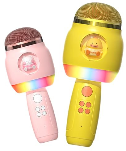Microfono Bambini, Microfono Wireless Bluetooth con Luci LED Giocattoli per Bambina 3-10 anni Regali Bambini Microfono Karaoke Giochi Bambini Regali di Natale Bambina Microfono Karaoke senza fili