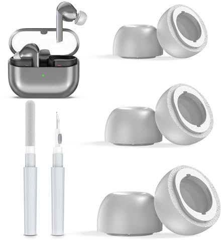 3-Pairs Ear Tips for Galaxy Buds 3 Pro, Memory Foam Replacement Ear Tips Compatible for Samsung Buds 3 Pro Earbuds Accessories No Silicone Pain Noise Isolation | Fit in Charging Case (Grey-S/M/L)