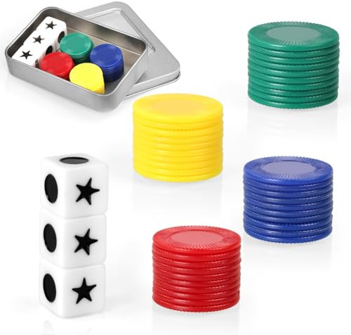 Vicloon LCR Würfelspiel Set, Links Mitte Rechts Würfelspiele Set inklusive 3 Würfeln & 40 Bunten Chips, Familienwürfelspiele, Würfel Set für Tischspiele, Party, Freunde Versammlungen, Camping Picknick