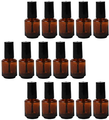 FRCOLOR 15stücke Leere Glasflaschen Mit Pinsel Nachfüllbare Nagellackflaschen Transparente Nagellackfläschchen Für Nailart