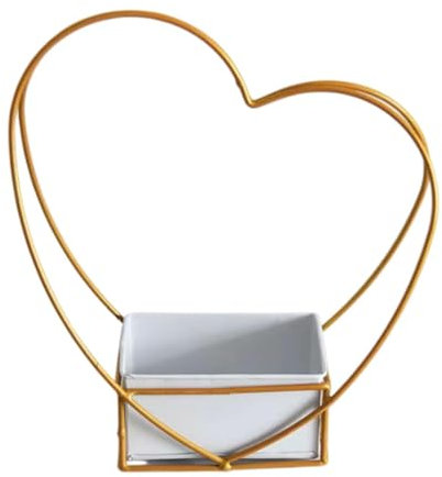 Fenteer Herzförmiges Blumenkorb Dekoration Herzstück Eisen Geometrischer Metall Pflanzer für Gartenbalkon Büro, 32CMX15CMX11CM