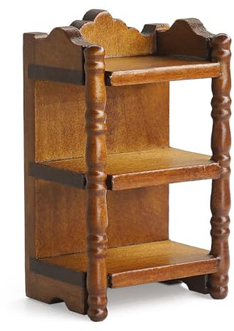 Odoria Puppenhaus Regal Miniatur Nachttisch: 1/12 Maßstab Bücherregal Braun für Wohnzimmer Schlafzimmer Vintage Viktorianisch - Mini Möbel Holz Büro Bibliothek Schule Antik