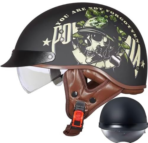 Bols Demi-Casque Jet Vintage Rétro ECE Homologué Casque Ouvert De Moto pour Hommes Et Femmes Casquette Unisexe pour Vélo Scooter ATV UTV Skateboard Black M~XXL