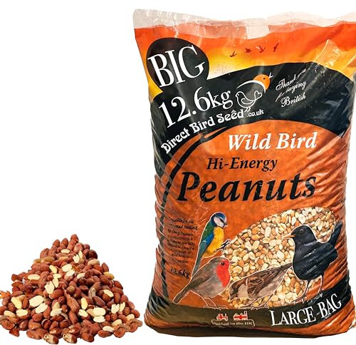 Peanuts for Wild Birds Large 12.55kg Bag - Premium High Energy Large Bag Wild Bird Food - Protein Rich Nuts, Split Peanuts for Garden Birds Feed or Squirrels.