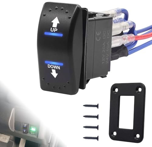 Riisoyu Interruptor basculante de control momentáneo, DC 12V 20A Control de motor 7 pines Interruptor de palanca basculante de arranque con cable interruptores de polaridad momentánea impermeables