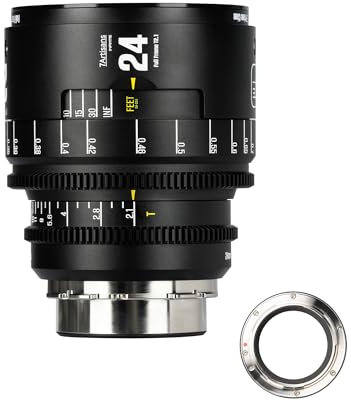 Objectif cinéma Manuel Plein Format Professionnel 7artisans 24 mm T2.1 série Infinte, Compatible avec Monture PL, pour la Photographie et Le cinéma, Noir