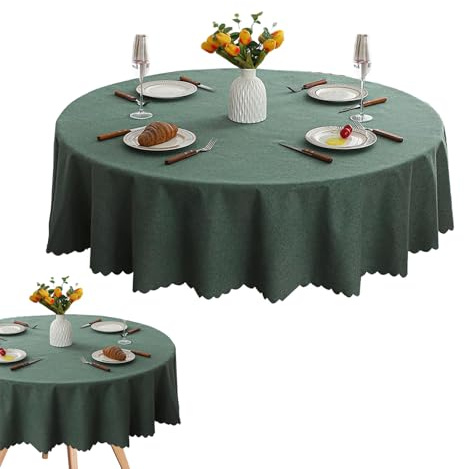 PEEXTBB Tischdecke Rund, 120 cm Durchmesser Kleine Wachstuchtischdecke Rund, Elastisch Garten Tischdecke, Kleine Gartens Tablecloth, für Esszimmer, Garten, Party, Hochzeiten oder Haushal(Militärgrün)