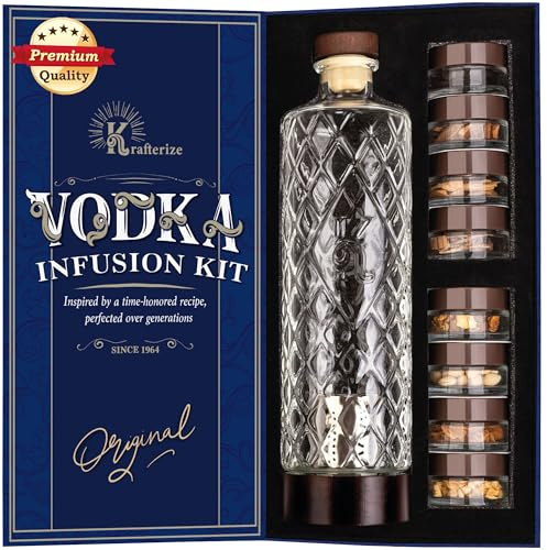 DIY Vodka Gifts for Men - DIY Vodka Infusion Set - Whiskey Making Kit - Decanter Set with Botanicals & Wood Chips - Bourbon Decanter & Birthday Gifts for Men