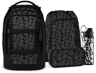 Satch Schulrucksack-Set Pack Set Blurry Faces - Schwarz | 3-teiliges Set mit 30 L Stauraum, ergonomisch, inklusive Schlamperbox und Sportbeutel für die 5. Klasse