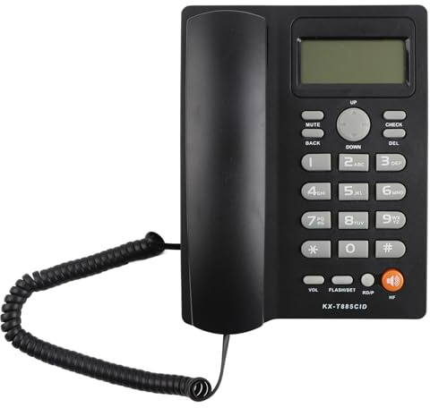 Fockety Anrufer-ID-Telefon, Klarer Klang, Freisprecheinrichtung, Heimbüro-Festnetztelefon für Englischsprachige Personen (Black)