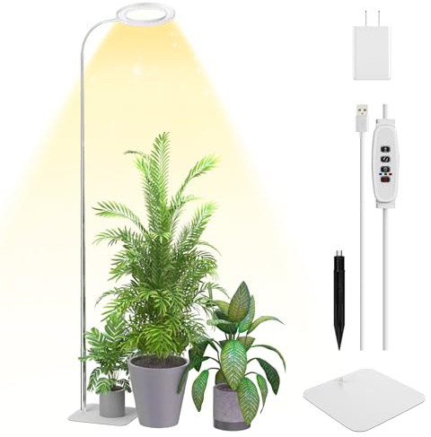 YUYMIKA Grow Lights for Indoor Plants, Full Spectrum Plant Light, Brightness Adjustable LED Growing Lamp with Stand, 3/9/12H Auto On/Off Timer, Idea for Large Small Plant Light