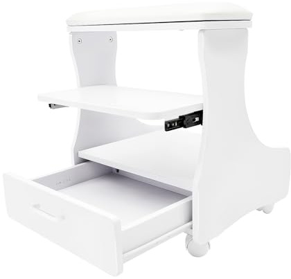 Fußstütze Pediküre Rädern Maniküre Fußbadehocker Trolley Beinstütze Fußbad Trolley PU-Leder leichtgängige Mobile Fußstütze für Fußpflege Nagelstudio Schönheitssalon Heimgebrauch (Weiß)