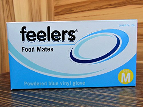 Powdered Disposable Vinyl Gloves - Medium Blue - 100 Pack