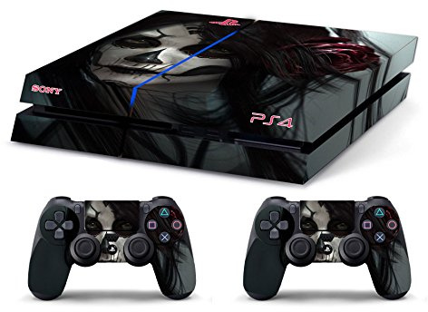 GamesMonkey® - Skin Kompatibel für PS4 Old - Frau Totenkopf MIT DAS ROSA Old Style - Vinil Gloss HD Limited Edition Decal Cover Schutzhüllen Faceplates Bundle