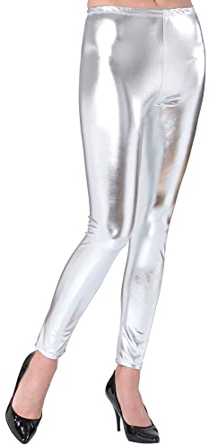 W WIDMANN MILANO Mode de soirée - Leggings métalliques pour femmes, pantalons brillants pour festivals, carnaval, soirées à thème